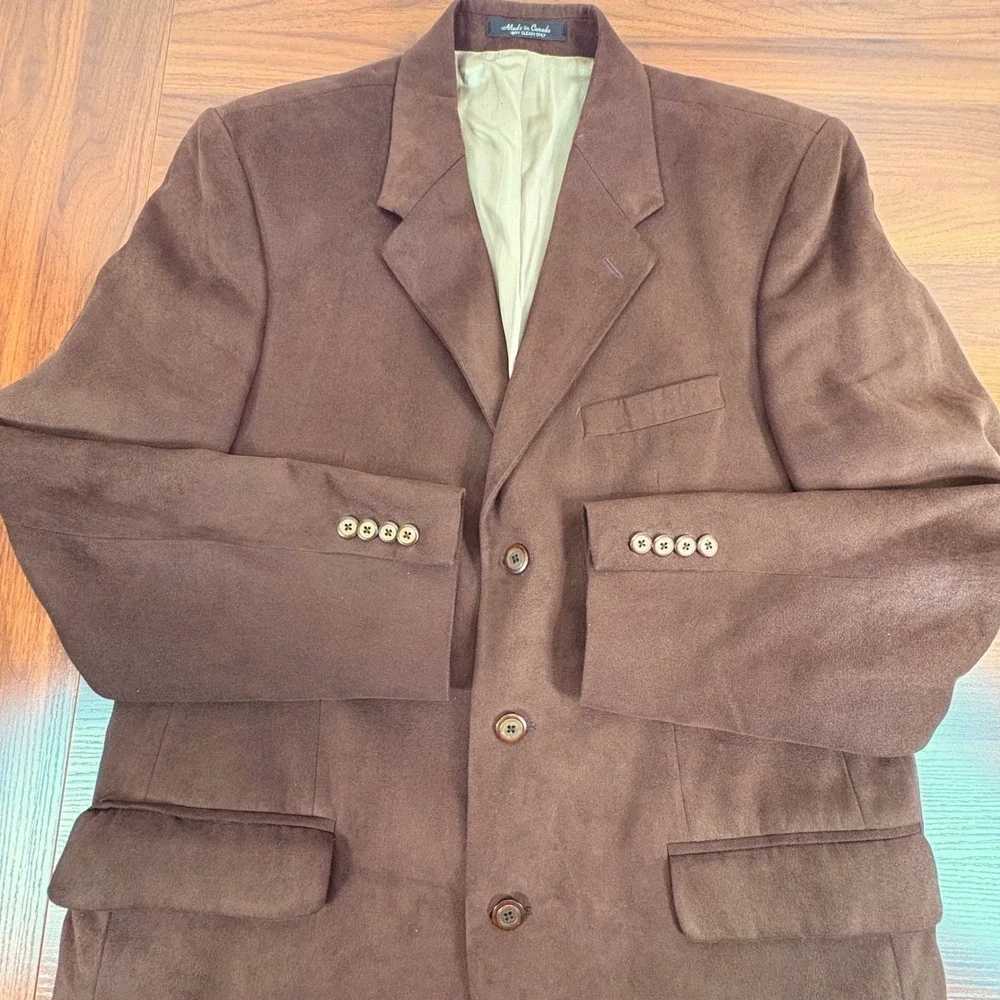 Chaps Ralph Lauren Brown Suede Microfiber Blazer Jacket Sport Coat Mens Size 42T